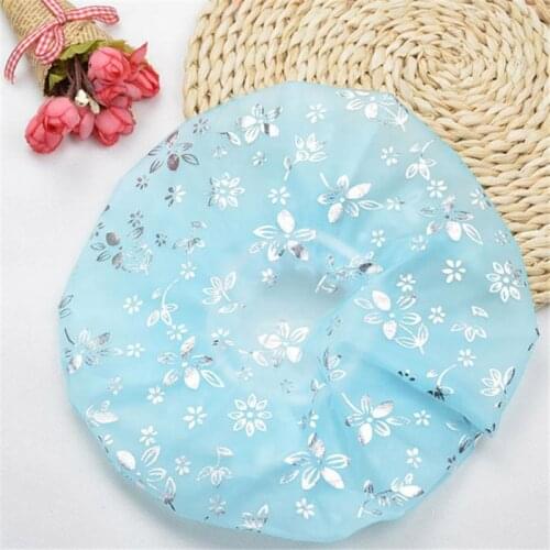 Hot Sale Fashion Kitchen Bathroom Hat Daily Necessities Bathtub Ladies Waterproof Elastic PVC Shower Cap Hat High Quality 1PC
