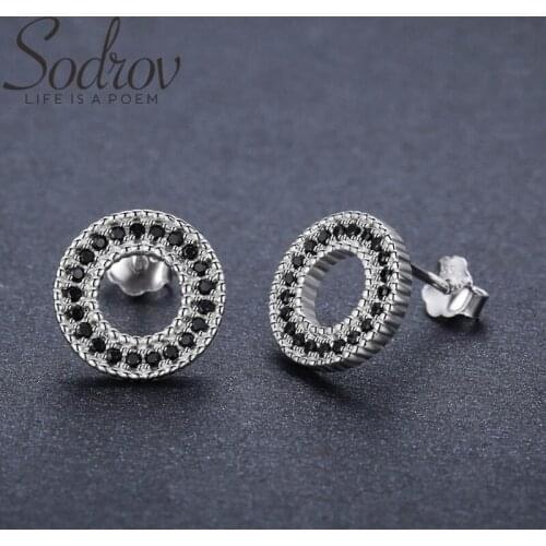 SODROV Classic 100% Genuine 925 Sterling Silver Female Earring Fine Jewelry Vintage Wedding Stud Earrings for Women T199