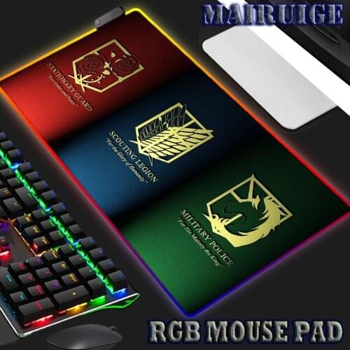 90x40cm Attack on Titan RGB Mouse Pad Keyboard Gaming Accessories Large XXL Anime Mousepad Gamer Computer Decoration Desk Mat