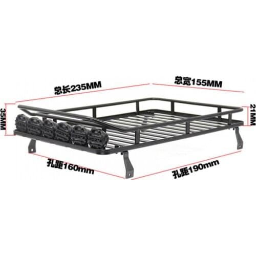Metal Roof Rack Luggage Carrier with LED Light for 1/10 Traxxas TRX4 Defender Axial SCX10III RC Car Accessories