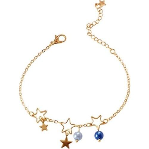 Fashion Star Beads Gold Colour Chain Bracelet Womens Charm Jewelry Accessories Romantic Valentines Day Jewelry Gift