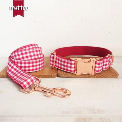 MUTTCO retailing characteristic high quality collar THE RED YUMMY PLAID creative stout dog collars leashes 5 sizes UDC047M