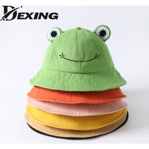 New Cute Frog harajuku Bucket Hats Women Cover Fisherman Hat for Adult Women Sunscreen Cap Animal casual Fisherman Hat
