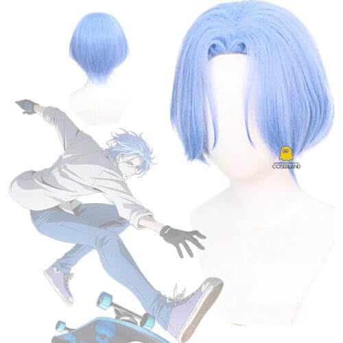 Anime Langa Hasegawa Cosplay Blue Wig SK8 the Infinity Hasegawa Ranga Short Heat-resistant Fiber Hair + Wig Cap Men Women Wigs