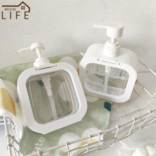 500ML Press Type Liquid Dispenser Empty Travel Shampoo Body Wash Plastic Bottle Large-capacity Shower Gel Container for Bathroom