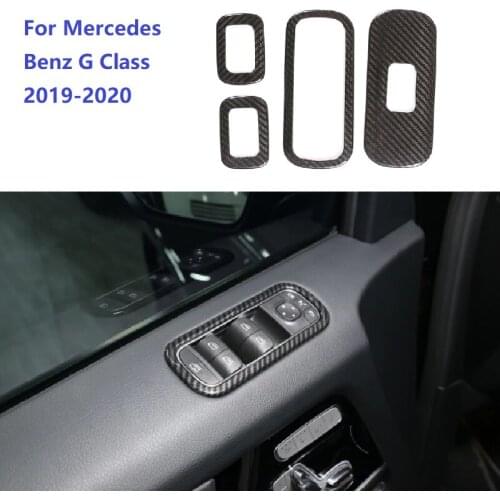 Fit For Mercedes Benz G Class 2019-2020 Dry Carbon Fiber Interior Car Window Lift Button Frame Trim Car Accessories