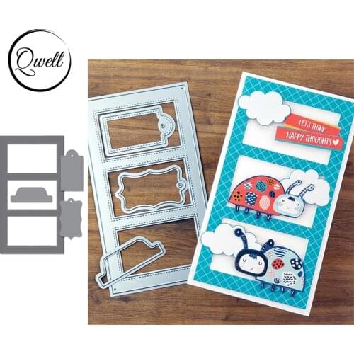 QWELL Mini Tag Label Banner Slimline Metal Cutting Dies Stencil DIY Scrapbooking Craft Paper Cards Embossing Dies 2021 New