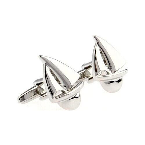 Factory Price Retail Designer Gifts for Men Enamel Cuff links Copper Material Sailboat Design CuffLinks Free Shipping