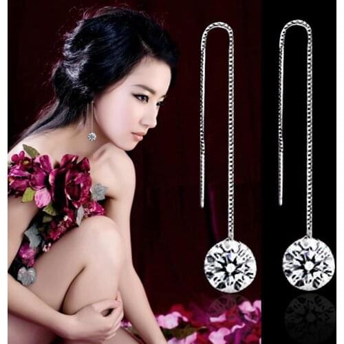 Long Tassel Earring Fashion Womens Crystal Rhinestone Drop Dangle Chain Elegant Wedding Party Jewelry Hanging Earrings