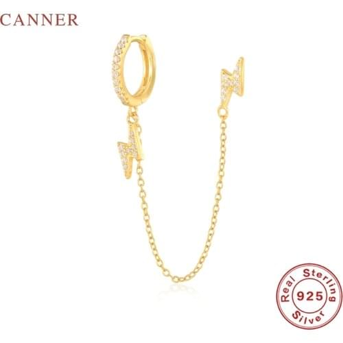CANNER 1pcs 925 Sterling Silver Earrings For Women Lightning Chain Earrings Dangle Piercing Enamel Pendientes Mom Gift Trend