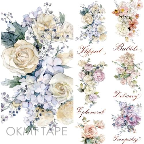 Wide Washi Tape Flower Floral Masking Tape Stationery Decorative Scrapbooking Stickers Journal Decor