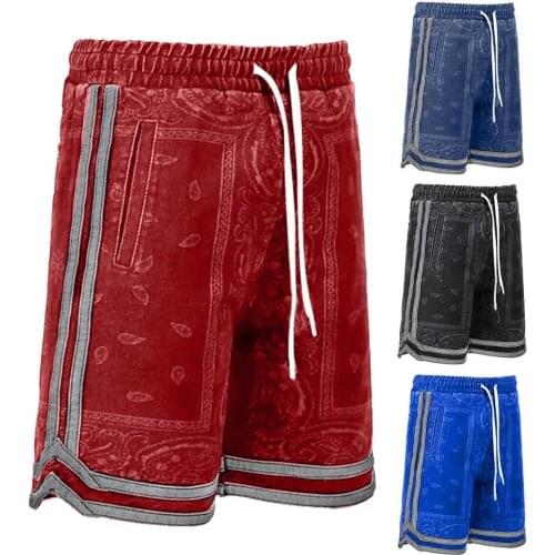 2021 Summer New Beach Shorts Paisley Print Pockets Men Knee Length Loose Shorts Plus Size Casual Workout Gym High Quality Shorts