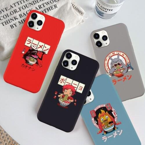JAMULAR Cute Cartoon Noodles Cat Phone Case For iPhone 7 X 11 Pro XR XS MAX 8 6s Plus Japan Anime Totoro Soft Silicone Cover Bag