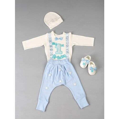 Blue 1 Years Old Male Baby 4 PCs Set