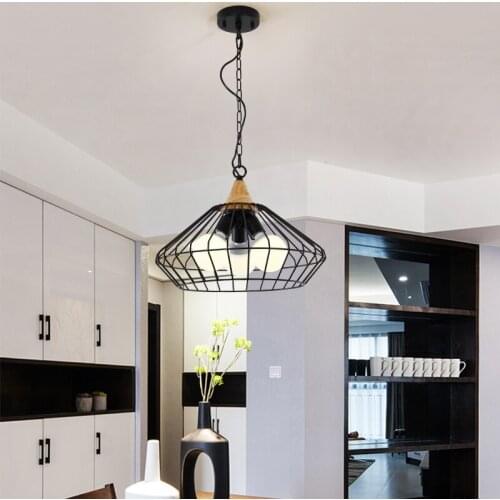 Nordic Black iron Wooden Pendant Light Retro Loft Industrial Pendant Lighting For Bar/ Dinning Room Hanging Light /lamp