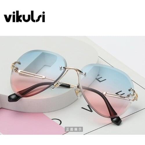 Sexy Pilot Sunglasses Women Luxury 2019 Summer Style Fashion Rimless Sun Glasses Female Men Metal frame Gradient Shades UV400