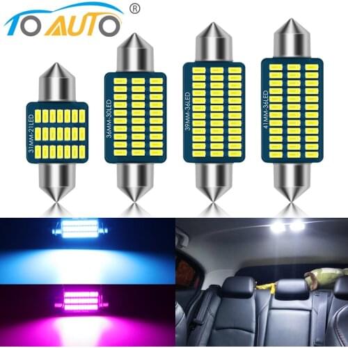 2pcs C5W C10W LED Bulb Canbus No Error Festoon 31mm 36mm 39mm 41mm Car Interior Reading Light License Plate Lamp 12V 3014SMD