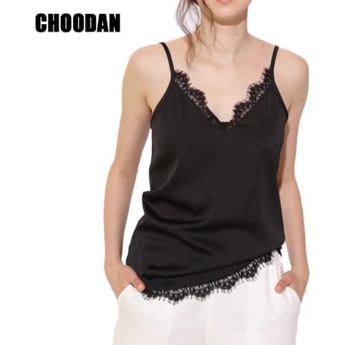 Satin Top With Lace Camisole Tank Tops Women Shirt 2018 HOT SALE Ladies Satin Camis Female Sleeveless Fitness Summer Blouse