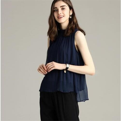 Female Summer Solid Oversize Thin 100% Silk Blouse Woman Hedging Silk Loose Tops Women Fold Chemise Lady Seda Hedging Shirts