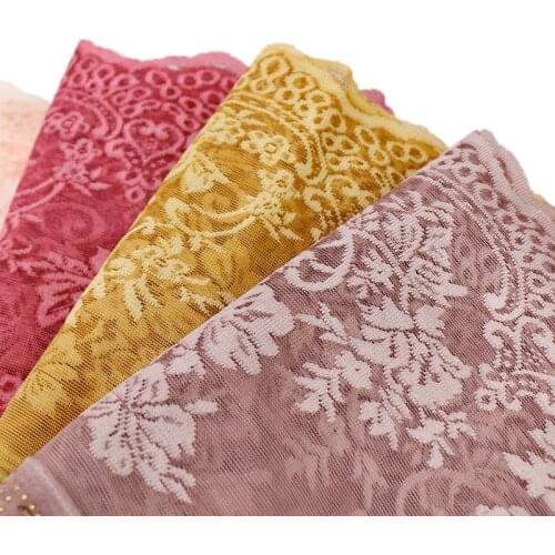 Women lace floral hijab scarf plain maxi diamond wraps bandhnu cotton shawls muslim fashion headband wraps islamic scarves