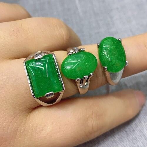 20Pcs/pack Wholesale Mix-style Natural Stone Ring Malaysian Jade Ring Charms For Elegant Women Love Romantic Gift