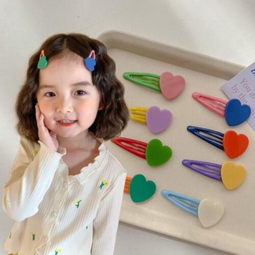 1pair Colorful Love Heart Hairpins For Girls Headwear Sweet Hair Clips Barrettes Kids Fashion Hair Accessories