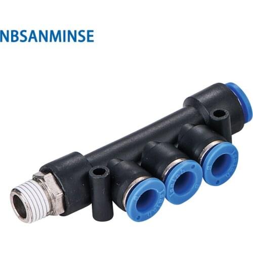 10pcs/lot PKD Five Way One Thread Pneumatic Fitting M5 1/8 1/4 3/8 1/2 R Thread Hose Plastic Brass Fitting NBSANMINSE