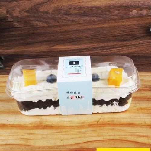 100pcs Net red transparent square plastic boxes party favors baking package dessert cake candy gift box with card paper sleeve