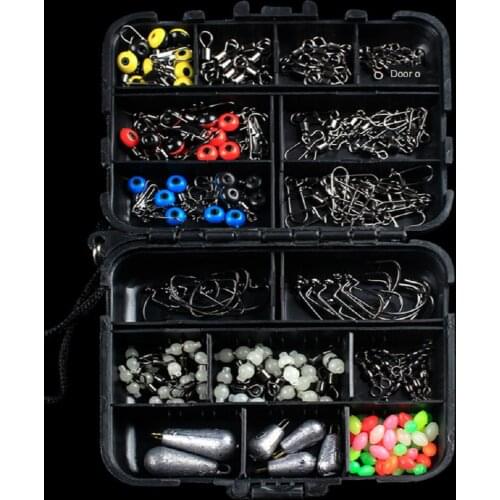 177pcs Outdoor Fishing Tool Set Box Fishing Tackle Beads Lure Bait Jig Hook Swivels Tackle Compartments Fishing Accessories Box