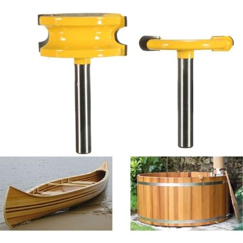 2pcs/set Arc T-type Tenon Milling Cutter Router Bits 1/2&1/4 Shank Wood Cutter Carbide Woodworking Engraving Cutting Mill Tool