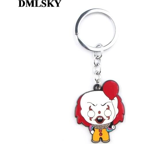 20pcs/lot Scary clown Cool alloy Key Chains Ring Gift For Women Men Bag Charm Keychain Charm Keyring Jewelry M3652