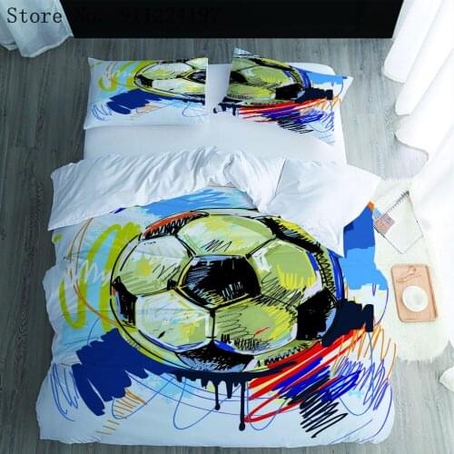 3D Painted Football Bedding Set Soft Duvet Cover Set Kids Boys Quilt Cover Set High Quality Bedclothes Microfiber Bed Linen