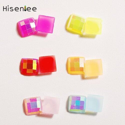 4MM Acryl Bridal Decoration The Shape Of Grid Resin Flatback Jelly Color AB Rhinestone Crystal For Clothing Decoration 1000Pcs