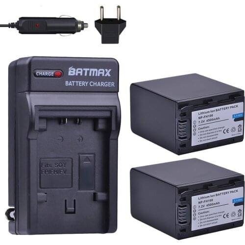 2pc 4500mAh NP-FH100 NP FH100 Battery+Wall Charger for sony NP-FH30 FH100 FH50 FH90 FH70 DCR-SX40 SX40R SX41