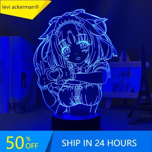 Anime Nekopara Cinnamon Led Night Light for Bedroom Decoration Birthday Gift Nightlight Mange Waifu Table 3d Lamp Nekopara