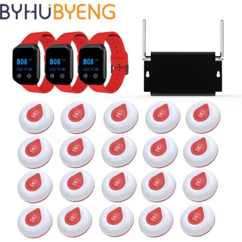 BYHUBYENG Emergency Calling Wireless Watch Pager Button Signal Repeater For Caregiver Elderly Patient Pregnant Children Disable