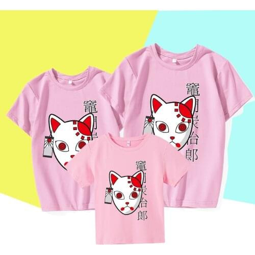 Ghost blade Cotton T-shirt Family Tshirts Fashion clothes One piece baby girl clothes Family Look Boys Mom Mother Short sleeve