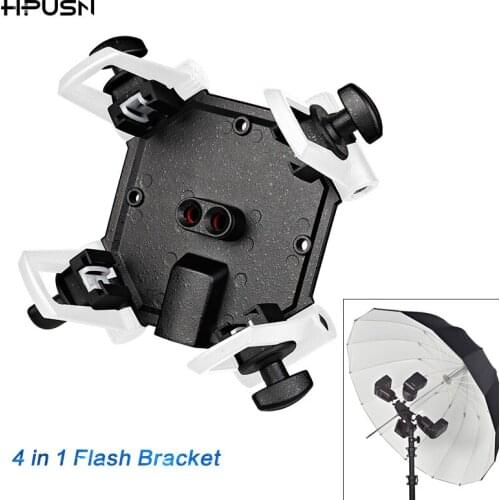 HPUSN 4 in 1 Triple Mount Adapter Flash Speedlite Umbrella Holder Light Stand hot Shoe Bracket