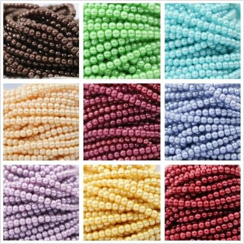 Beautiful multicolor shell simulated-pearl 3mm round loose beads fashion diy charms women girls jewelry making 15"B1185