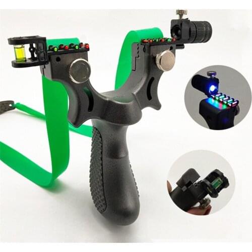 Laser Slingshot With Level Light Night Light Flat Rubber Band Slingshot Outdoor Hunting Big Power Precision Slingshot Catapultas