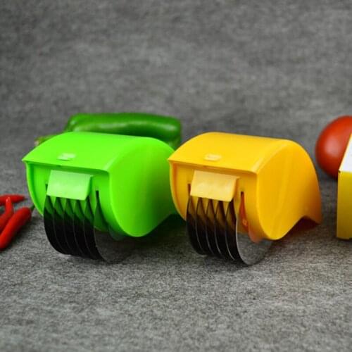 Stainless Steel Blade Kitchen Vegetable Chop Herb Rolling Roll Rollers Mincer Manual Hand Scallion Cutter Slicers 6 Household