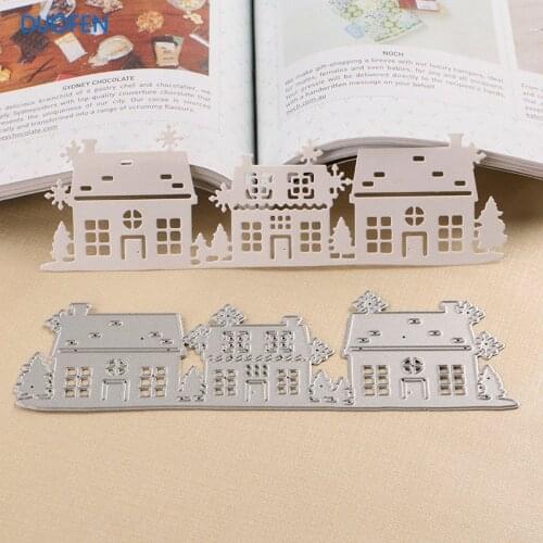 DUOFEN METAL CUTTING DIES 060228 country house cutout lace hollow embossing stencil DIY Scrapbook Paper Album 2018 new