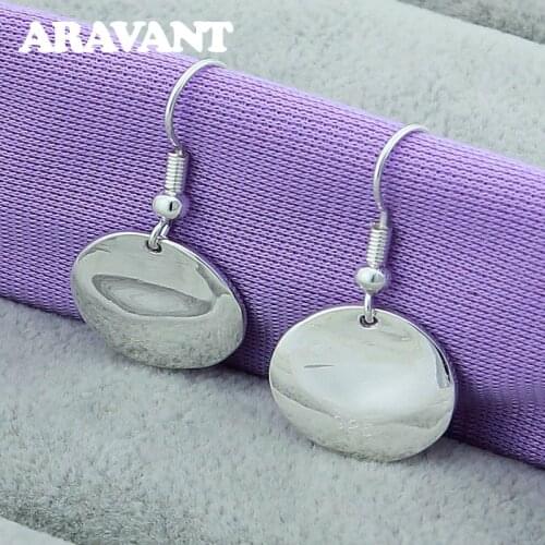 925 Silver Minimalist Round Drop Earrings For Women Party Jewelry Gifts