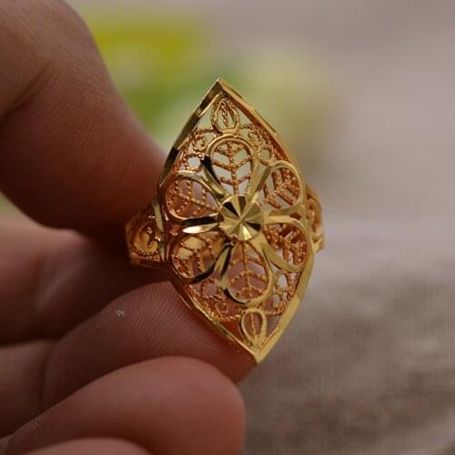 Trendy 24 k Solid Yellow Fine Gold Color Ring Women Girl Wedding Ladies Man Couples Ring