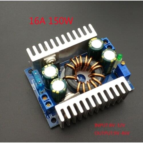 150W 16A DC Power Supply Module 8~32V To 9~46V Adjustable Boost Converter DC 12V 24V Voltage Regulator/Adapter/Charger/Driver