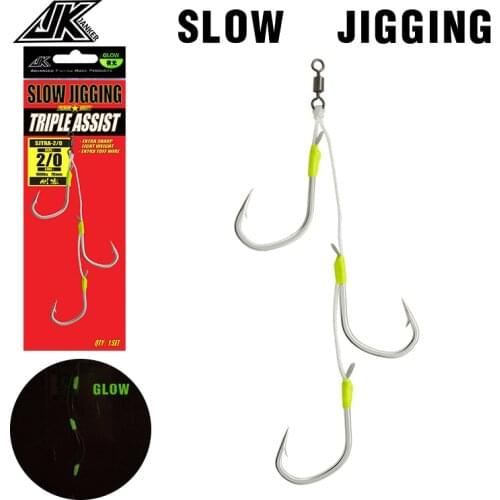 Slow Jig Hooks Triple Assist Fishing Hook Set High Carbon Steel Fish Fishhook Saltwater Bost Lure Accessories
