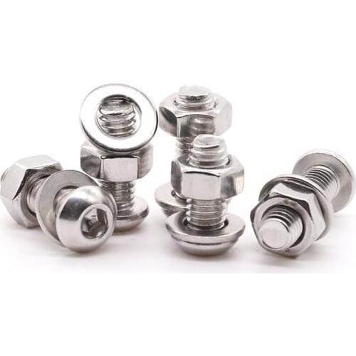 Stainless steel round head hexagon screw and nut set combination large full m3 M4 M5