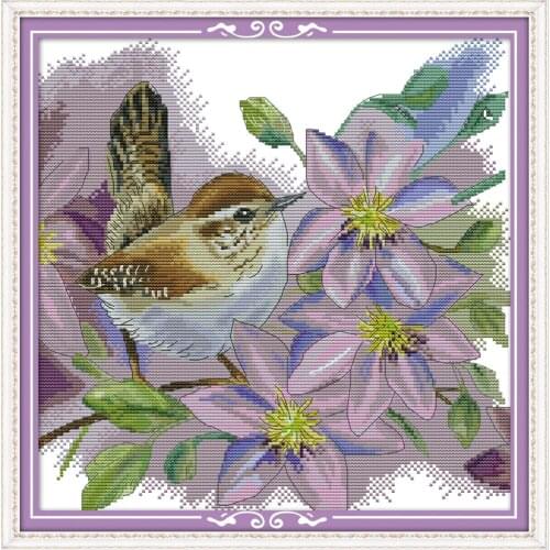 NKF Bird on the Branch Animal Cross Stitch Kits 11CT 14CT Chinese Cross Stitch Pattern Embroidery Needlework Set for Home Decor