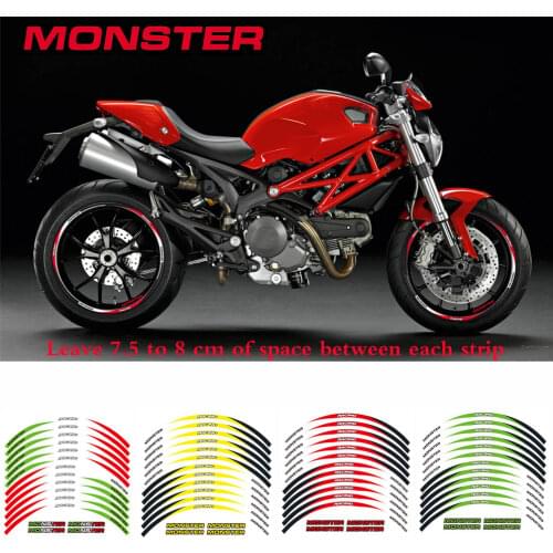 Motorcycle front&Rear Edge Outer Rim Sticker Wheel Decals 17inch stickers For DUCATI MONSTER 695 696 796 1100 1100S 797 821 795