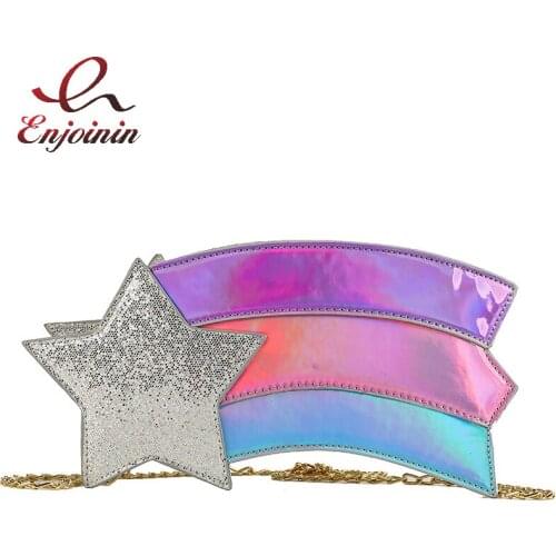 Novel Shooting Star Shape Purses and Handbags for Women Cartoon Sequins Crossbody Bag Girls Clutch Bag Fashion Casual Pouch 2021